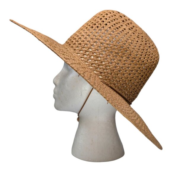 Lack of Color Vista Sun Hat Womens Brown Paper Straw Drawstring Wide Brim Size M - Picture 3 of 14